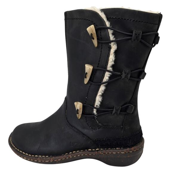 UGG Australia Kona Toggle Winter Boot Shearling Leather Gray Bootie Women's 7 - Picture 1 of 8